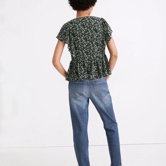 Madewell Georgette Ruffle-Sleeve Peplum Top in Fleur Field NWT S - Picture 4 of 6